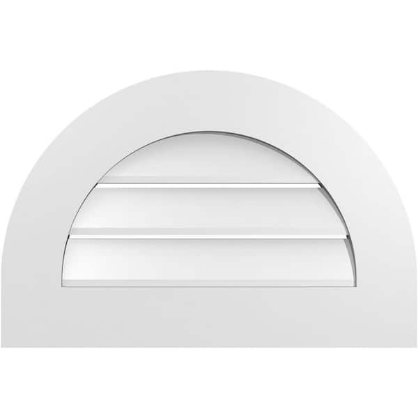 Ekena Millwork 24 in. x 16 in. Round Top White PVC Paintable Gable Louver Vent Functional