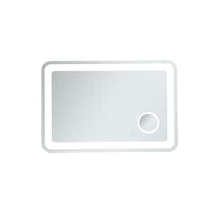Simply Living 40 in. W x 27 in. H Small Rectangular Frameless Magnifying Wall Bathroom Vanity Mirror in Glossy White