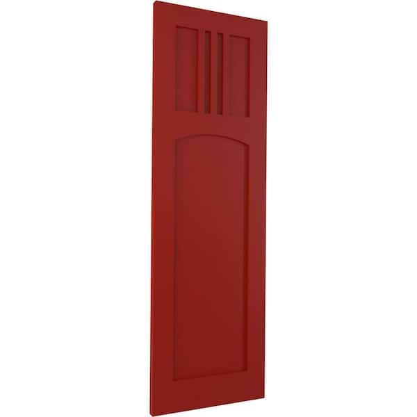 Ekena Millwork 15 inchw x 33 inchh True Fit PVC San Antonio Mission Style Fixed Mount Shutters, Pepper Red (Per Pair - Hardware Not Included)