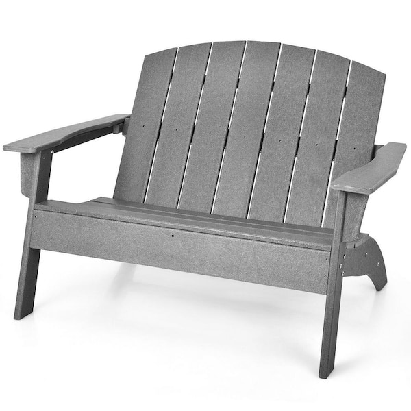 WELLFOR Gray HDPE Patio Adirondack Chair (Set of 1)