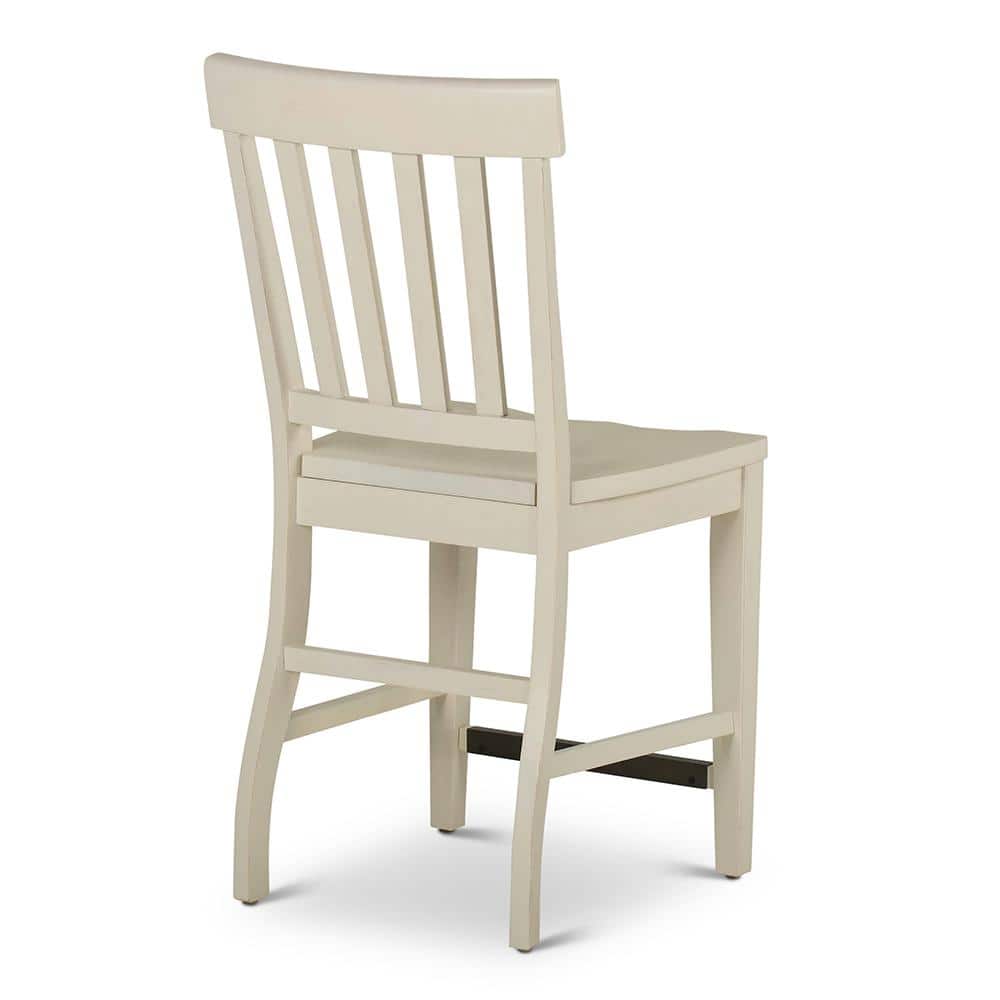 White Wood Counter Height Farmhouse Stools, Set of 2