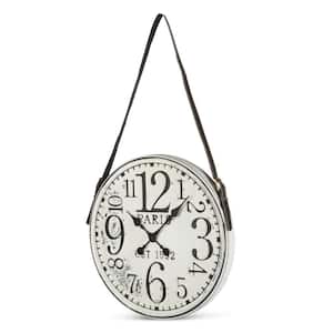 18.7 in. Diameter Battery-Operated White Washed Clock