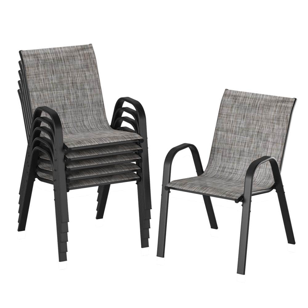Grey Stackable Set of 6 Dining Chairs All Weather Outdoor Armchair with Textilene Seat price history on PriceWatchPro