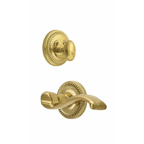 Grandeur Newport Single Cylinder Lifetime Brass Combo Pack Keyed Differently Left Handed Portofino Lever and Matching Deadbolt