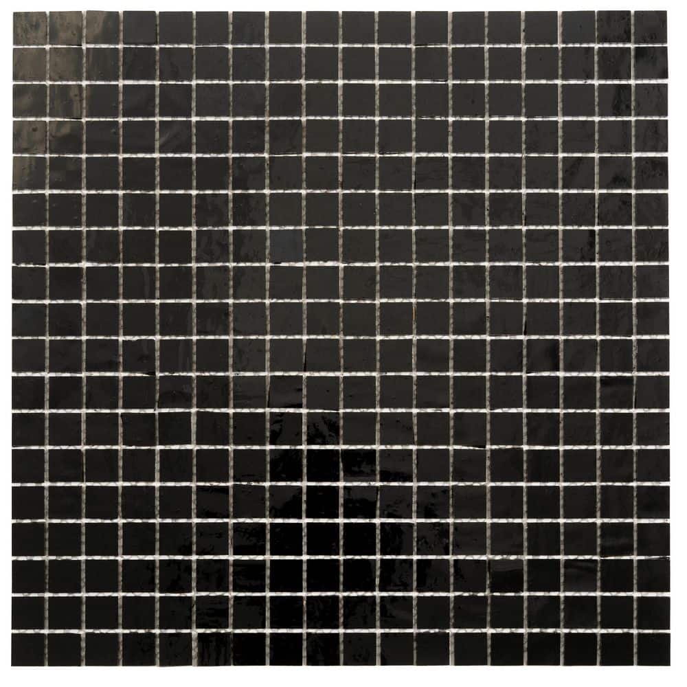 Skosh Glossy Black Glass Mosaic Wall and Floor Tile