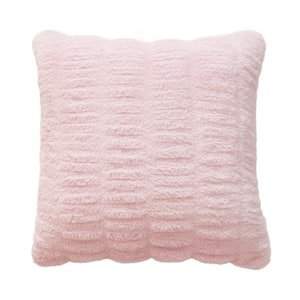 Juicy Pleated Faux Fur Pink 20 in. x 20 in. Throw Pillow