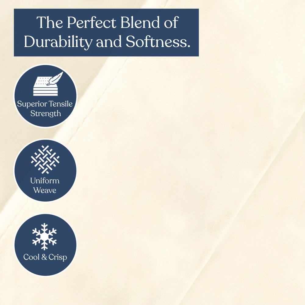 Ivory Twin Organic Cotton Percale Flat Sheet Set