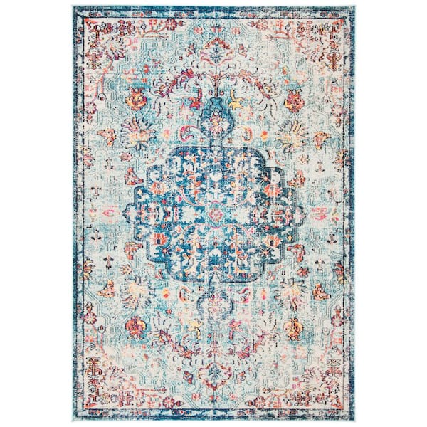 SAFAVIEH Madison Navy/Light Blue 6 ft. x 9 ft. Border Area Rug