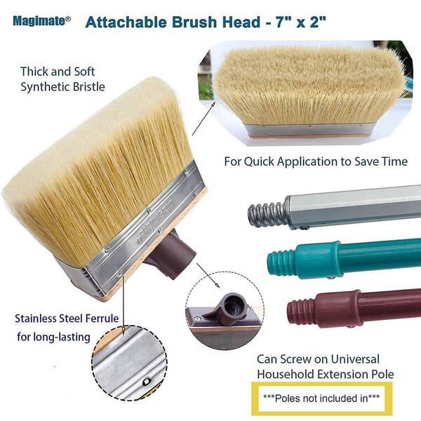 Laybus - 7 in. Deck Brush Stain Applicator with Threads for Extension to Apply Stain and Sealers on Wood Deck Floor Fence Walls