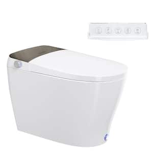 CD-Y080 Elongated Smart Bidet Tankless Toilet in White with Auto Open/Close Lid Foot Kick Operation1.28GPF