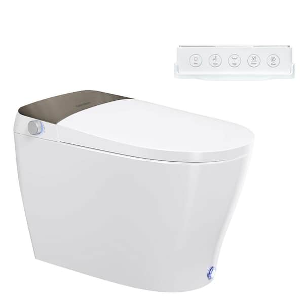 Casta Diva CD-Y080 Elongated Smart Bidet Tankless Toilet in White with Auto Open/Close Lid Foot Kick Operation1.28GPF