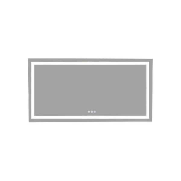 Unbranded 60 in. W x 28 in. H Rectangular Frameless LED Color Backlit Wall Mount Anti-Fog Modern Decorative Bathroom Vanity Mirror