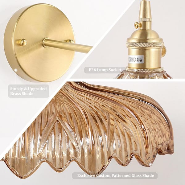 Retro 4.72 in. 1 Light Gold Vintage Smart Home Wall Sconce with