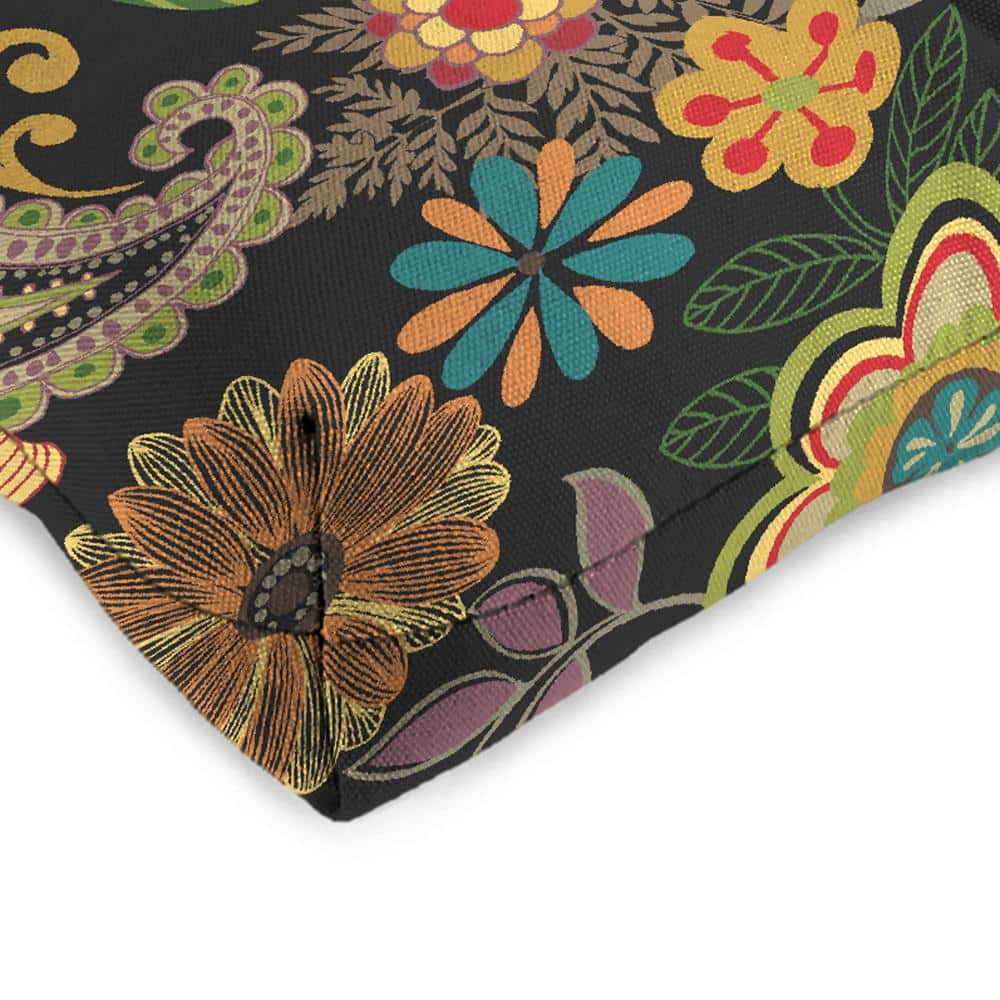 Gaya Pizzazz Multicolor Floral Tufted Outdoor Wicker Seat Cushions, 19" x 19", Set of 2