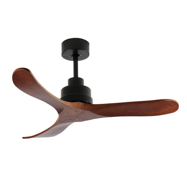 42 in. Modern Black 3 Wood Blades Downrod Standard Ceiling Fan with DC Motor and Remote Included for Any Room
