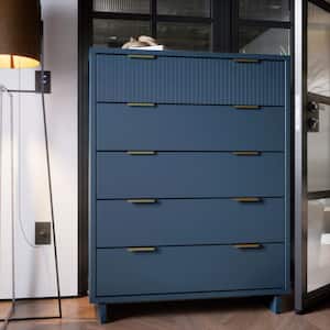 Granville Midnight Blue 5-Drawer 37.95 in. Wide Tall Dresser