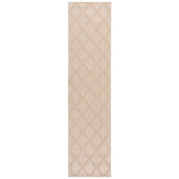 Highland 2 ft. x 9 ft. Gold/Ivory Diamond Runner Rug