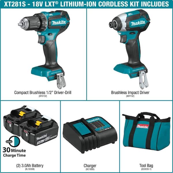 Makita  LXT Li-Ion 18-Volt  Cordless Brushless Drill/ Impact Driver Combo Kit 