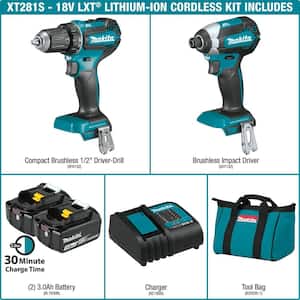 18V LXT Lithium-ion Brushless Cordless 2-Piece Combo Kit 3.0Ah Driver-Drill/ Impact Driver