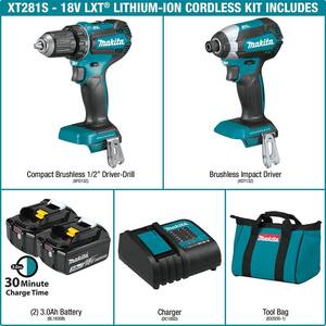 18V LXT Lithium-ion Brushless Cordless 2-Piece Combo Kit 3.0Ah with bonus 18V LXT Cordless Reciprocating Saw (Tool-Only)