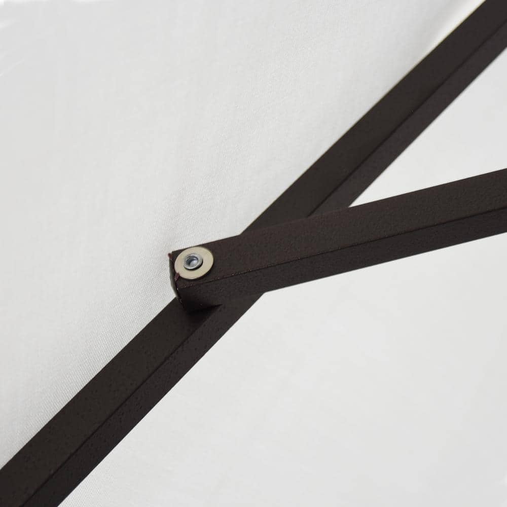 9 ft Bronze Aluminum Patio Umbrella with Teak Olefin Fabric