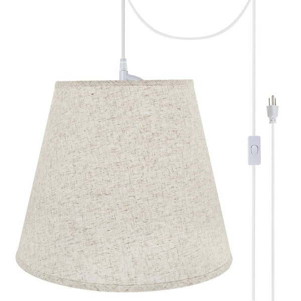 Aspen Creative Corporation 2-Light White Plug-In Swag Pendant with Beige Hardback Empire Fabric Shade