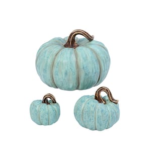 3-Size Antiqued patina resin pumpkins (Set of 3)