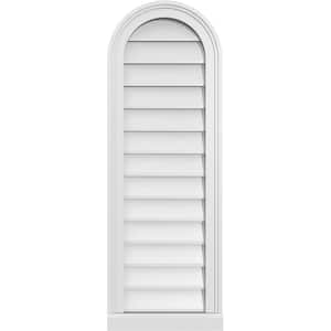 14 in. x 40 in. Round Top White PVC Paintable Gable Louver Vent Non-Functional