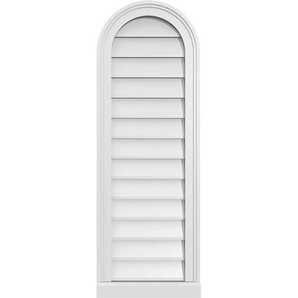 Ekena Millwork 14 in. x 40 in. Round Top White PVC Paintable Gable Louver Vent Non-Functional