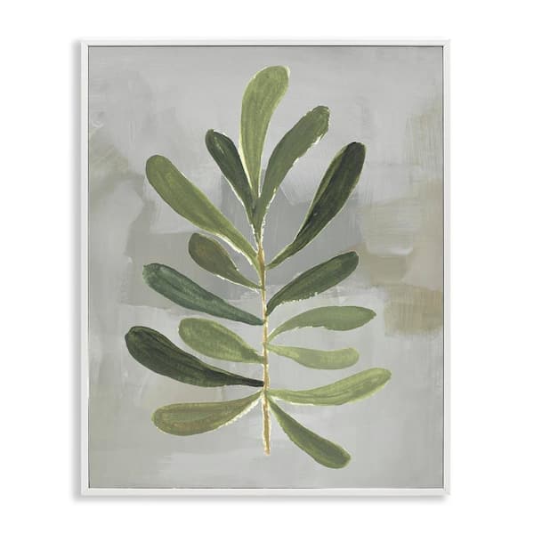 Single Green Leaf Branch by Lanie Loreth White Framed Nature Giclee Art Print 14 in. x 11 in.