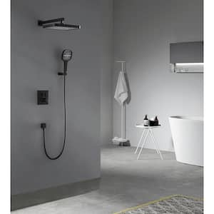 Thermostatic Shower 3-Spray 13 in. Dual Shower Head Wall Mount Fixed and Handheld Shower Head 1.8 GPM in Matte Black