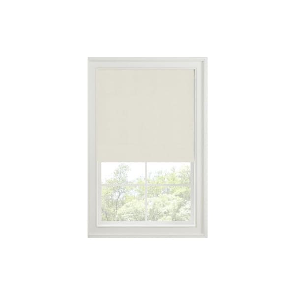 Eclipse Faux Silk Ivory Cordless 100% Blackout Solid Polyester Roman Shade 23 in. W x 64 in. L