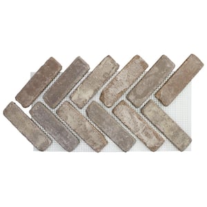 28 in. x 12.5 in. x 1/2 in. (8.7 sq. ft.) Brickwebb Herringbone Rushmore Thin Brick Sheets (Box of 5-Sheets)