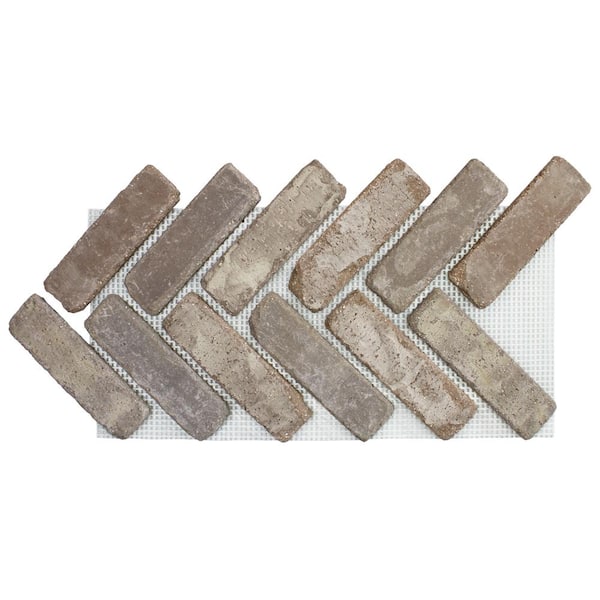 Old Mill Brick 28 in. x 12.5 in. x 1/2 in. (8.7 sq. ft.) Brickwebb Herringbone Rushmore Thin Brick Sheets (Box of 5-Sheets)