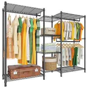 Black Metal Garment Clothes Rack 70 in. W x 77 in. H