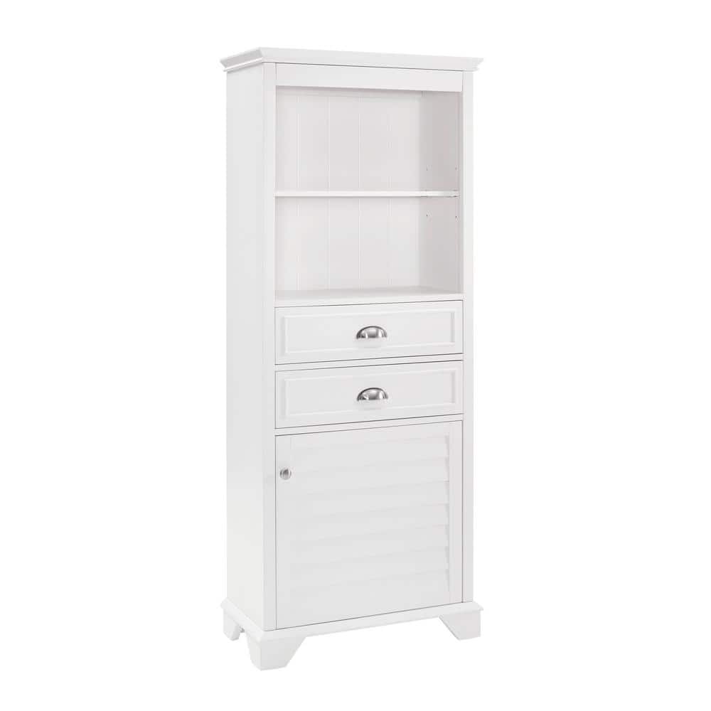 White Tall Bathroom Cabinet with Adjustable Shelving