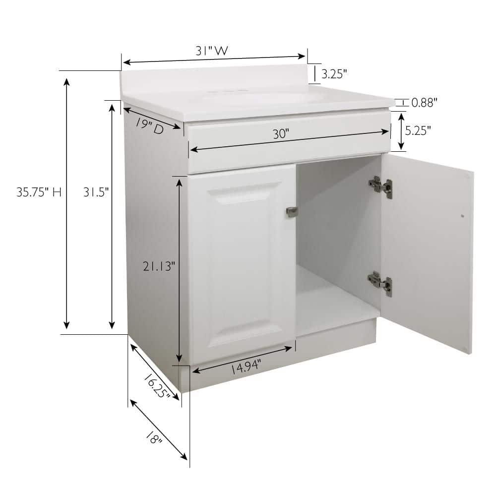 Wyndham White Cultured Marble Top Freestanding Bathroom Vanity