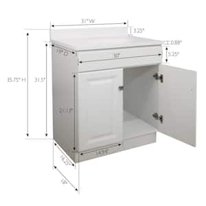 Wyndham 30 in. 2-Door Bathroom Vanity in White with Cultured Marble Solid White Top (Ready to Assemble)