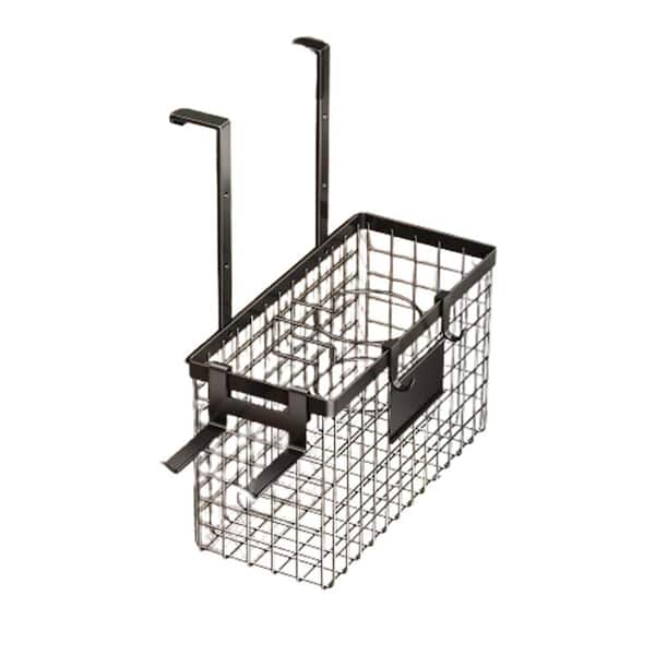 Hanging Blow Dryer Holder Hair Tool Organizer Rack in. Black with Adjustable Heights for Cabinet Door or Wall