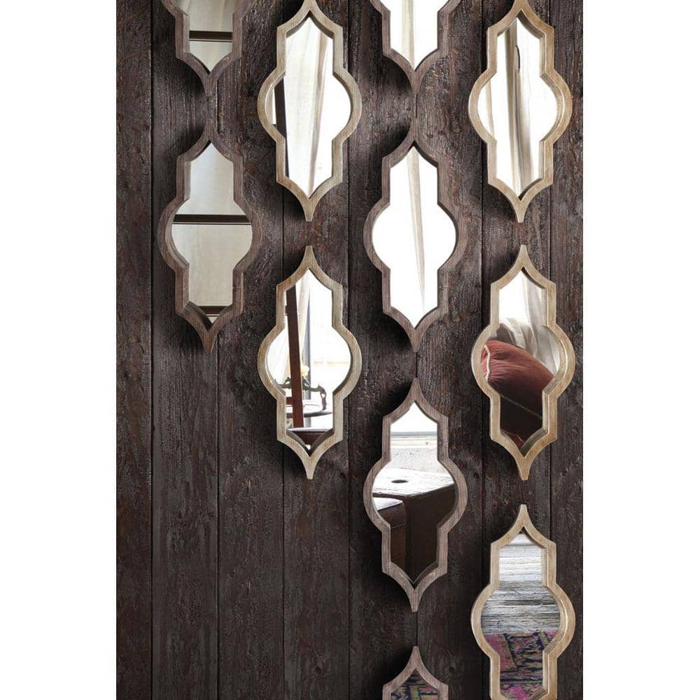 Tamanar Moroccan Inspired Brown Wood Bathroom Vanity Mirror