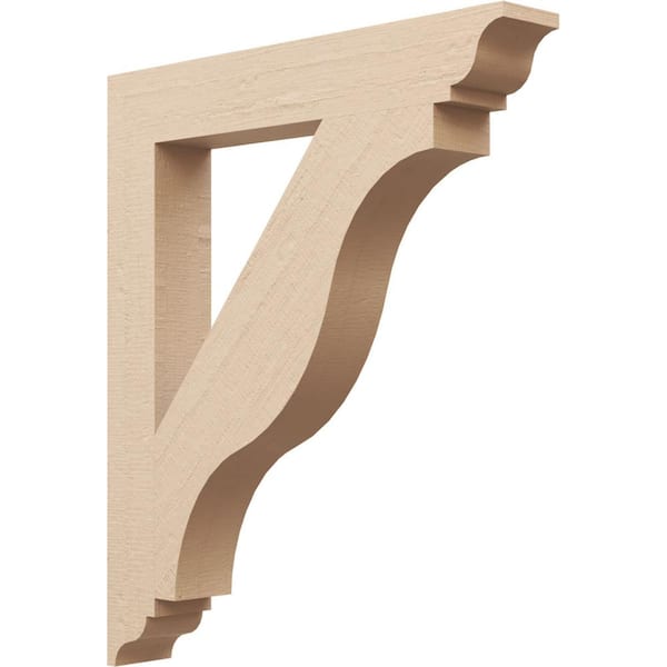 Ekena Millwork 3.5 in. x 28 in. x 24 in. Funston Traditional Rough Cedar Woodgrain Timberthane Polyurethane Bracket, Primed Tan