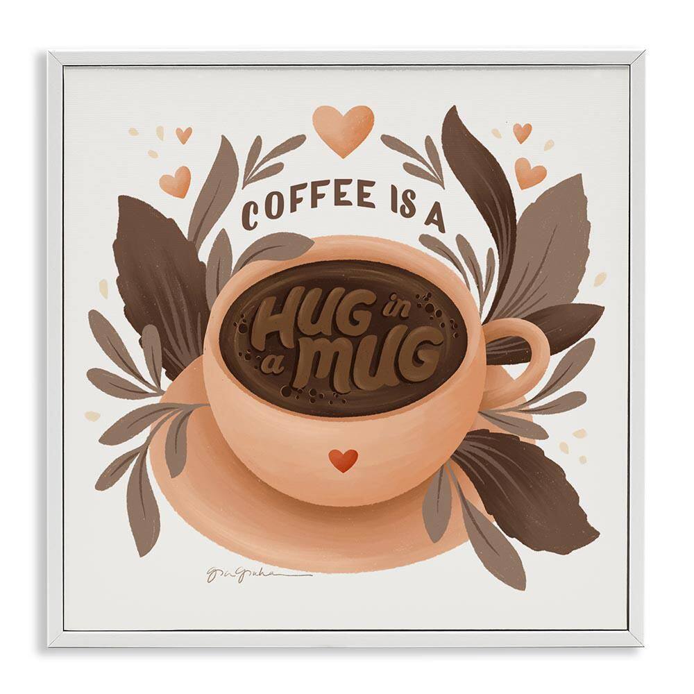 Coffee Is Hug in Mug by Gia Graham White Framed Food Giclee Art Print 12 in. x 12 in. price history on PriceWatchPro