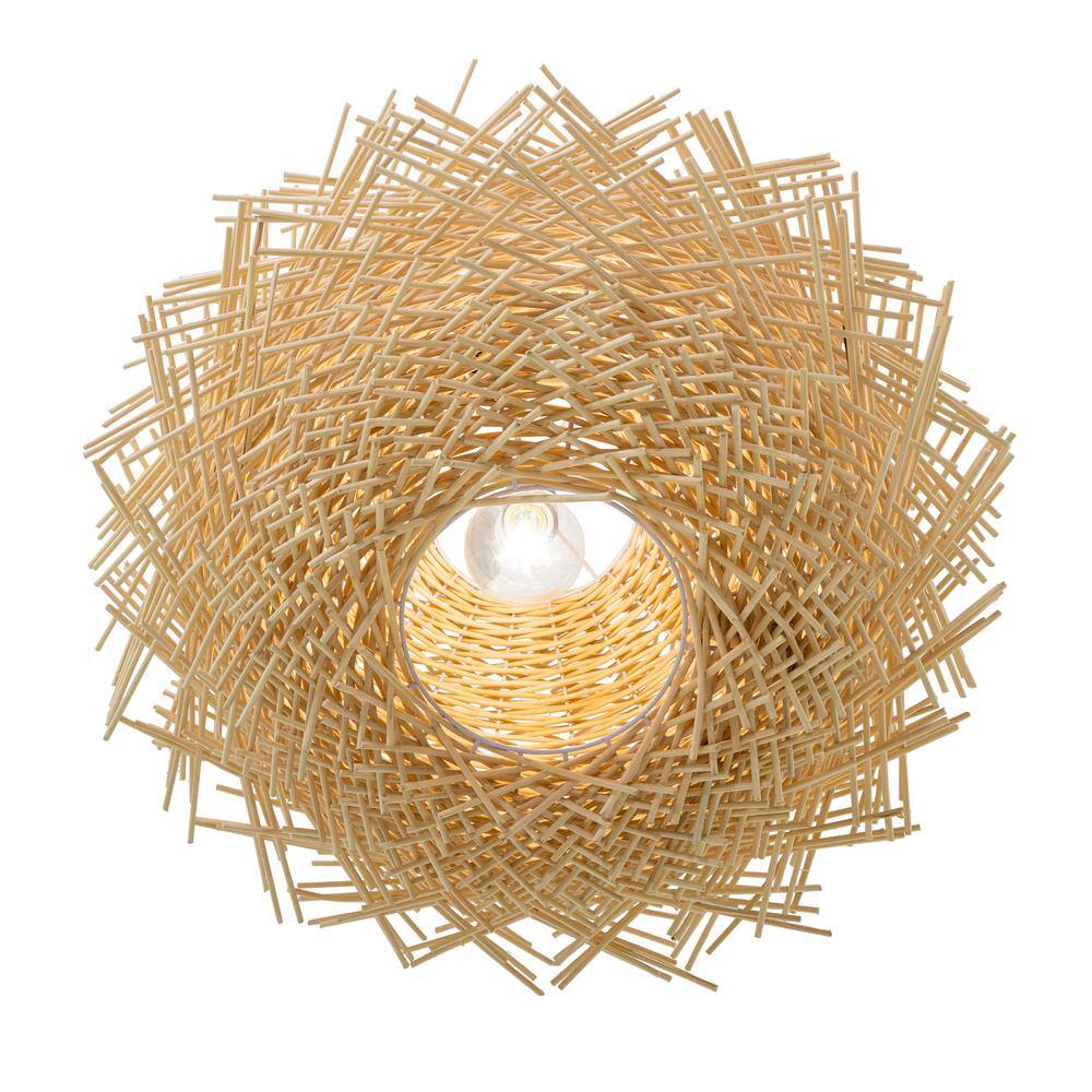 Pua Natural Bamboo Wicker Pendant Light with 12ft Cord