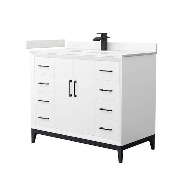 Wyndham Collection Amici 42 in. W x 22 in. D x 35.25 in. H Single Bath Vanity in White with Giotto Quartz Top