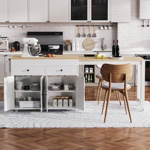 Xspracer Oasis Grey Wood 74.5 in. Kitchen Island with