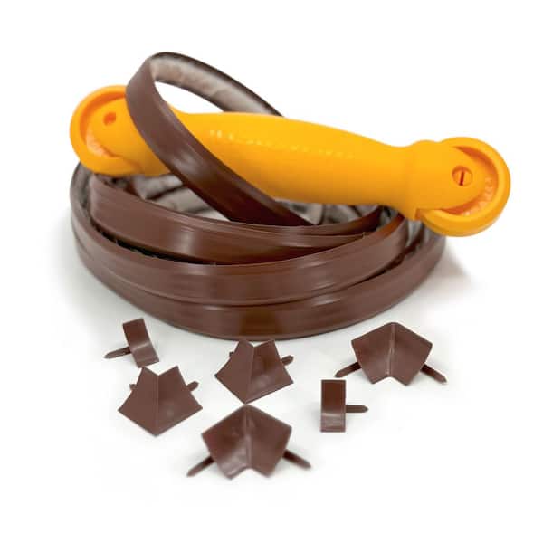 1/2 in. W. x 10 ft. Dark Brown PVC Self-adhesive Flexible Caulk Trim Molding, Applicator Tool, and Corners