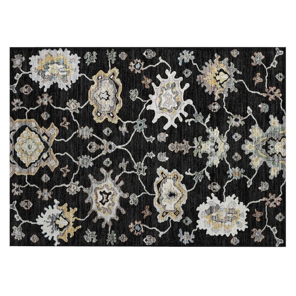 Chantille Machine Washable Indoor/Outdoor Abstract ACN2895 Black 2 ft. x 3 ft. Accent Rug