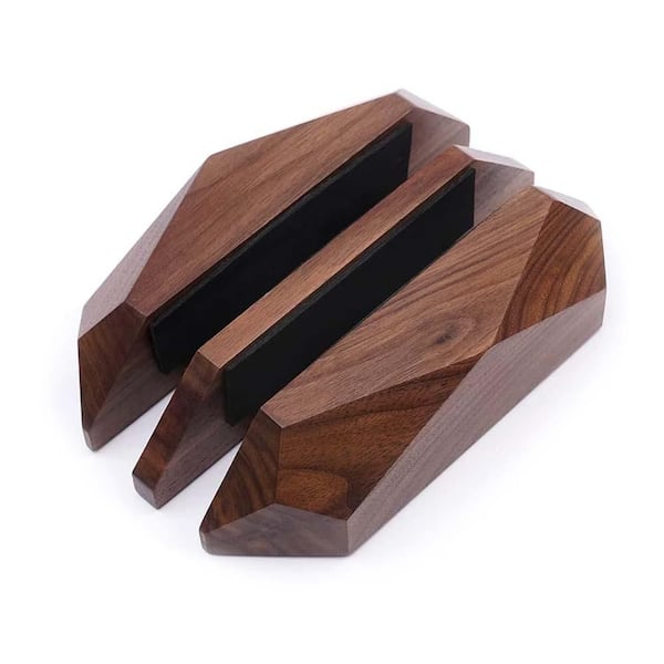 Unbranded Dual Laptop Holder Vertical Stand, Wooden 2 Slot MacBook Stand for Desk, Space-Saving Design with Silicon Protection