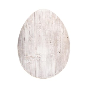 12 in. White Wash Farmhouse White Wwash Wooden Large Egg