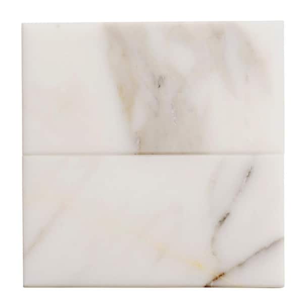 Apollo Tile White 3 in. x 6 in. Honed Marble Subway Tile Sample (0.12 sq. ft./Piece)